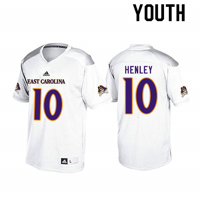 Youth #10 Leroy Henley ECU Pirates College Football Jerseys Sale-White